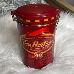 Tim Hortons 40th Anniversary Ltd Edition Tin Canister With Hinged Lid 2004
